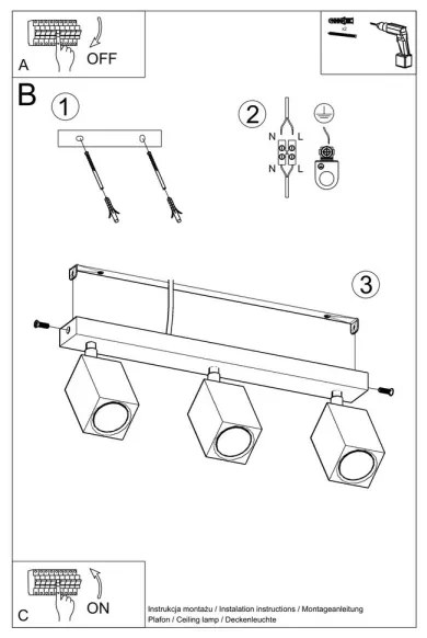 Sollux SL.1037 - Spotlámpa KEKE 3xGU10/40W/230V tölgy