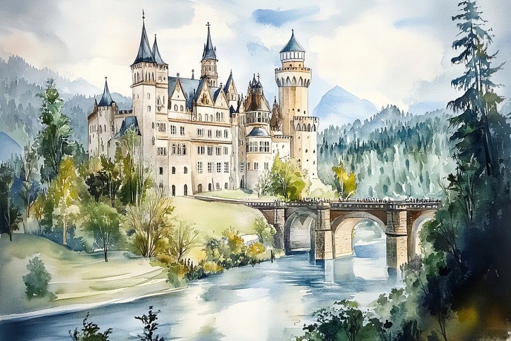 Canvas Vászonkép Tájkép Németország Bajorország Neuschwanstein Kastély 120x80