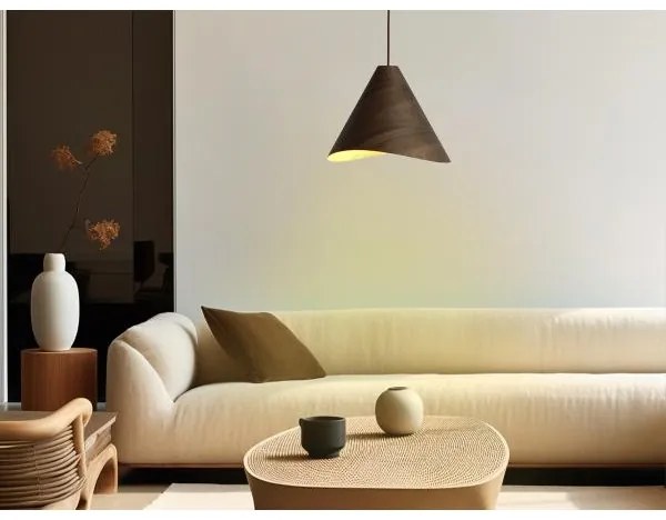 Tömörfa függeszték zsinóron 1xE27/60W/230V átm. 33 cm dió/kaucsukfa