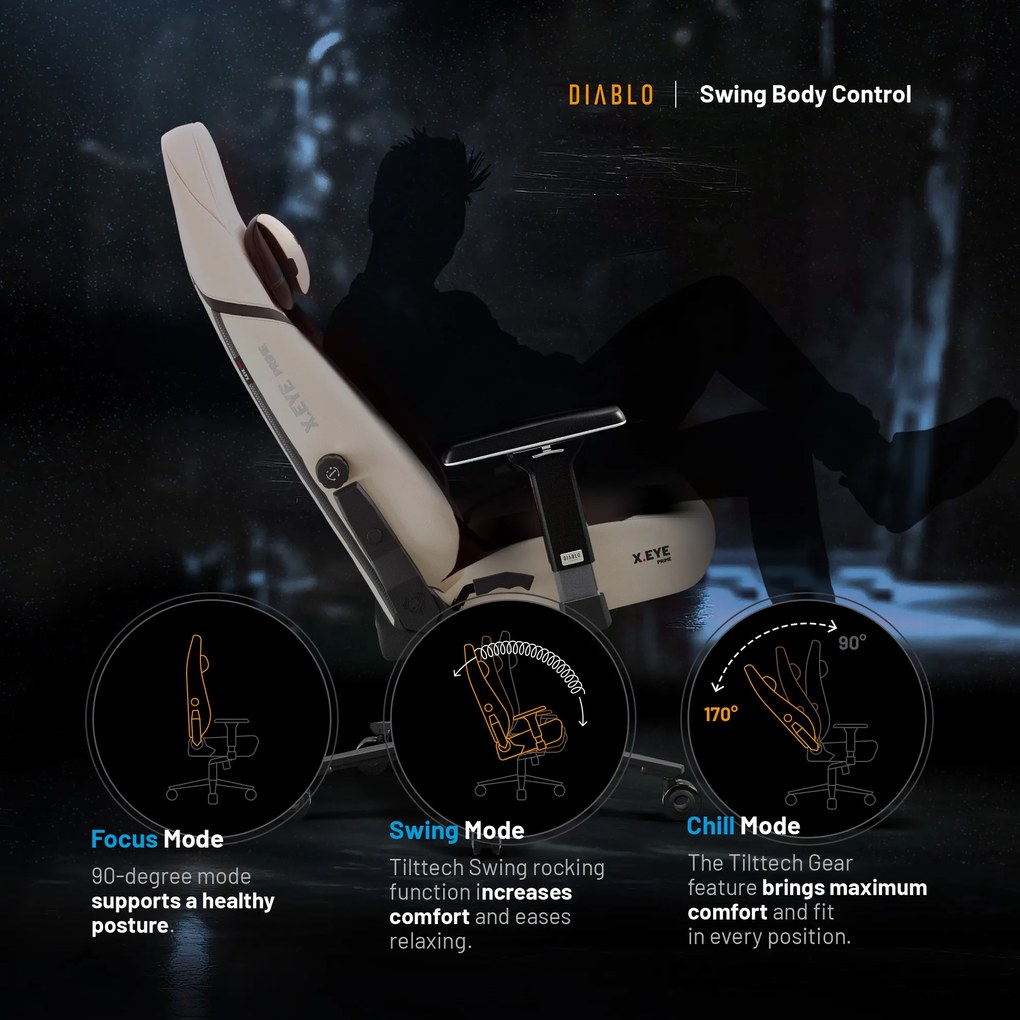 Gamer szék Normal Size bézs-fekete: Diablo X-Eye Prime Desert Storm