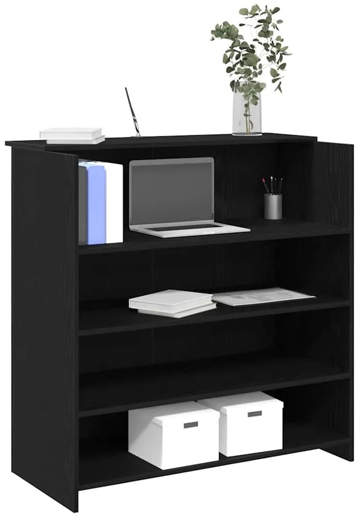 recepciós pult fekete tölgyszínű 100x50x103,5 cm szerelt fa