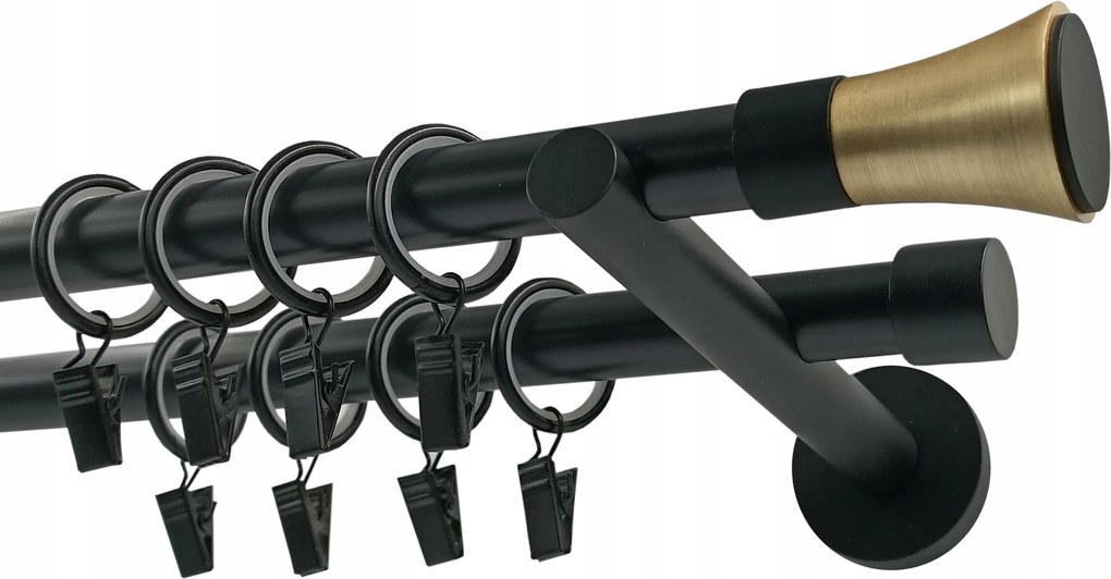 Függönykarnis dupla fém mix végekkel fekete Imperia Deco 19+19 mm 200 cm