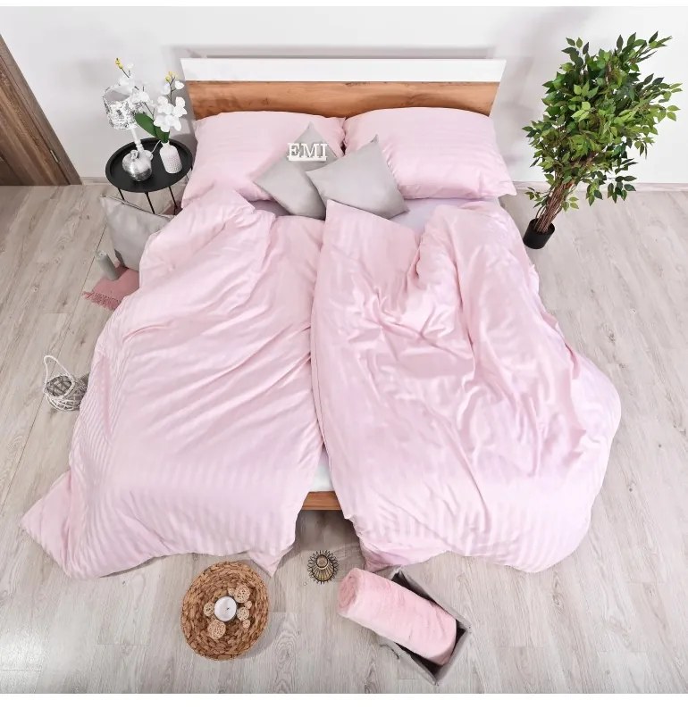 EMI rózsaszínű damaszt ágyneműhuzat, A standard egyszemélyes ágy szett tartalma: 1x 140x200 + 1x 70x90