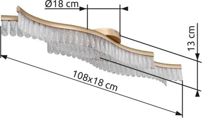 Globo 67348DG Mennyezeti lámpa, fém arany színű matt, átlátszó akril kristályok, HxSzxM: 1080x180x130mm, tartozék: LED 35W 230V, 4480lm forrás, 1560lm kimenet, 3200K