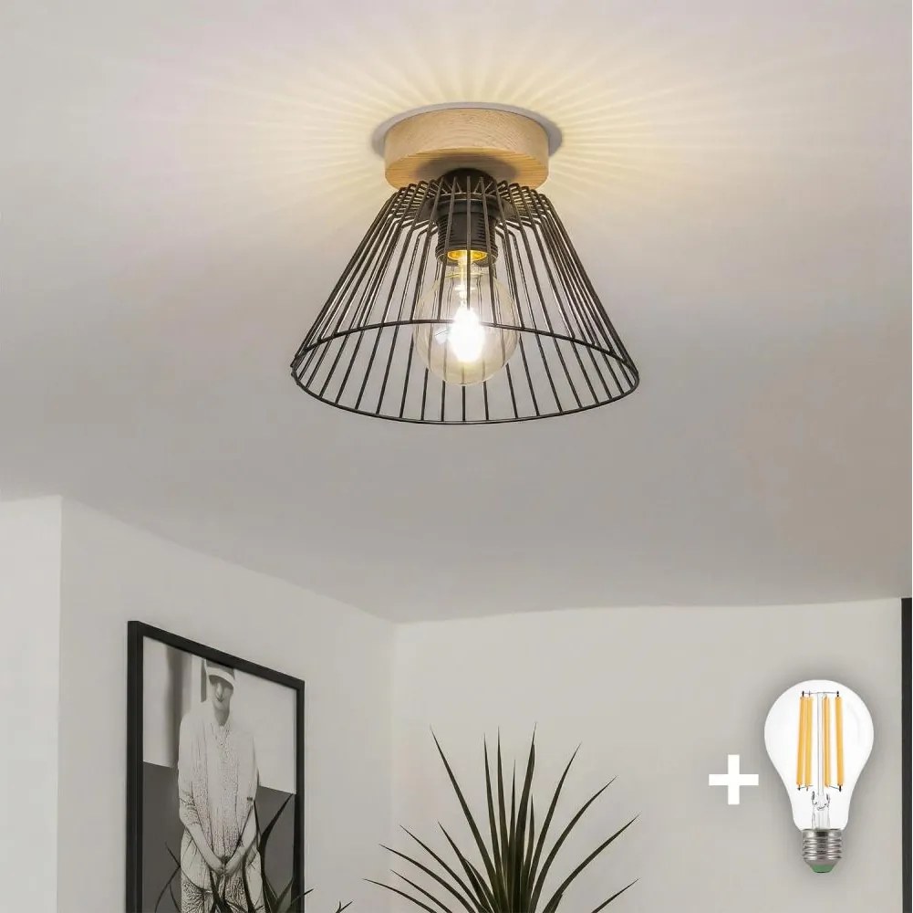 Brilagi - LED felületre szerelhető csillár CERIA WIRE 1xE27/40W/230V átm. 21 cm fekete/tölgy