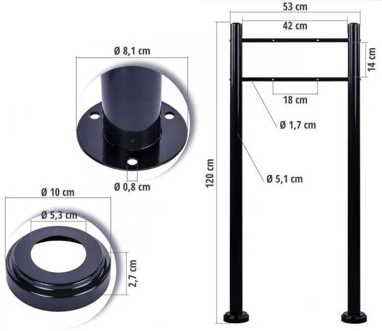 STILISTA Postaláda állvánnyal  acél 37 x 10,5 cm