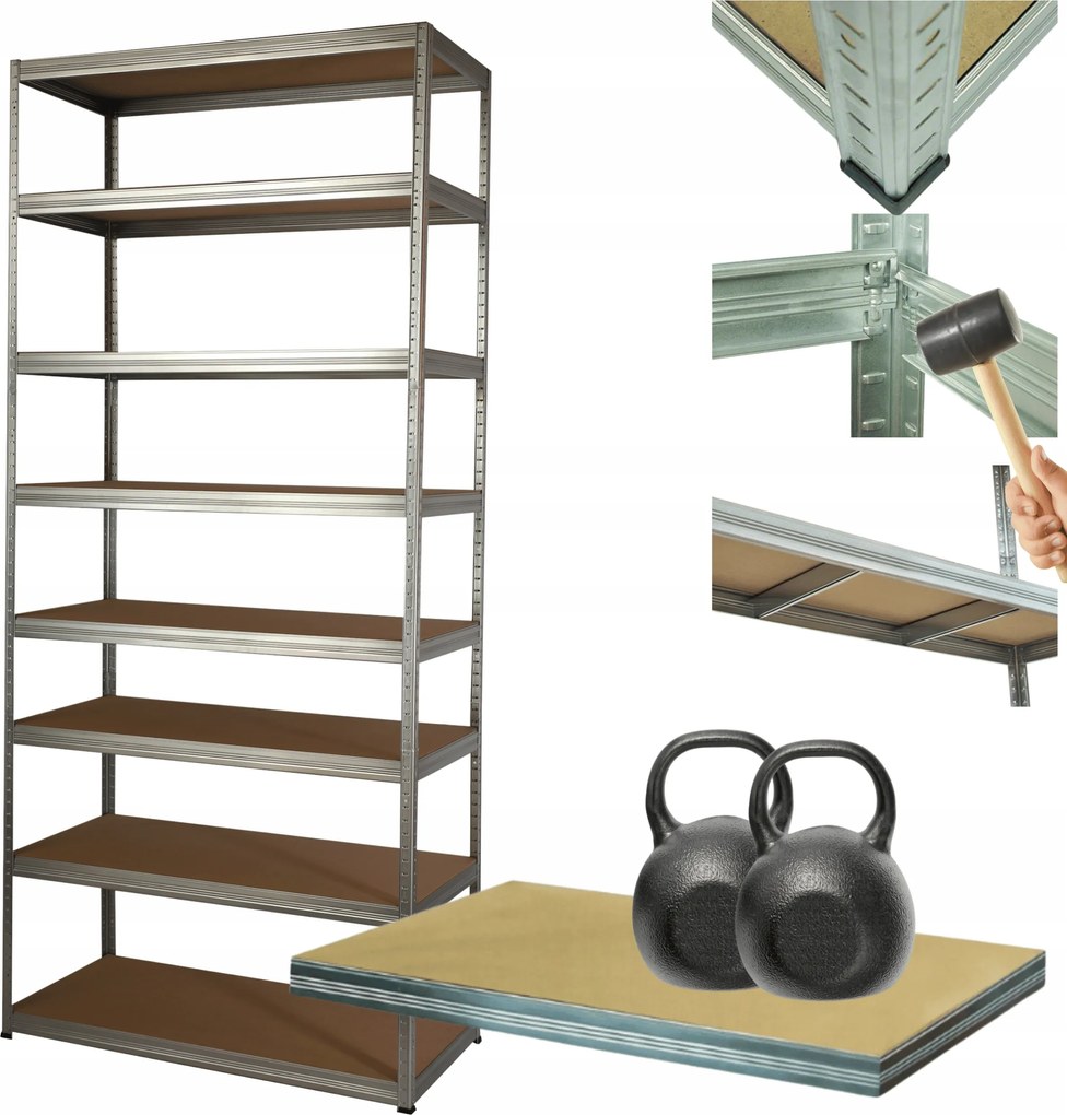 Horganyzott fém tároló állvány Helios 270x110x40cm 8Px275kg Magas