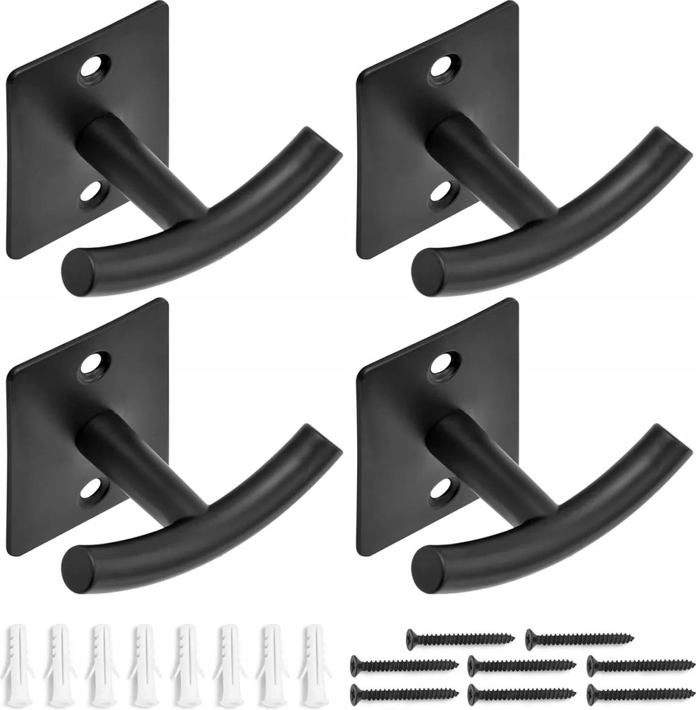 4x Fali Akasztó Ruhaakasztó Fekete Fürdőszoba Konyha előszoba