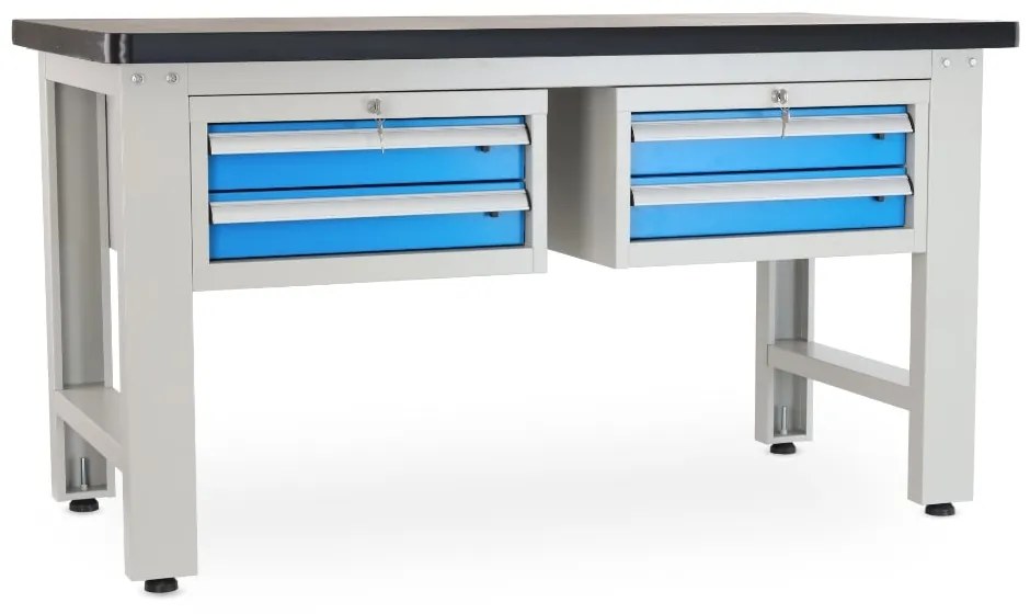 Műhelyasztal Solid MDF-22, 150 cm, 2x függő doboz, fekete