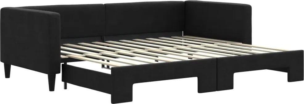 vidaXL fekete kihúzható szövet heverő 90x200 cm