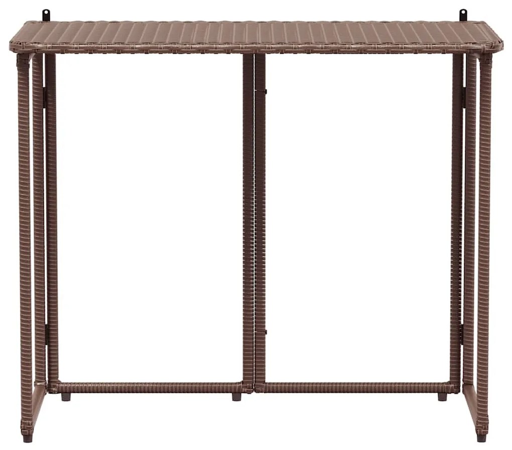 barna polyrattan összecsukható kerti asztal 90x51x75 cm