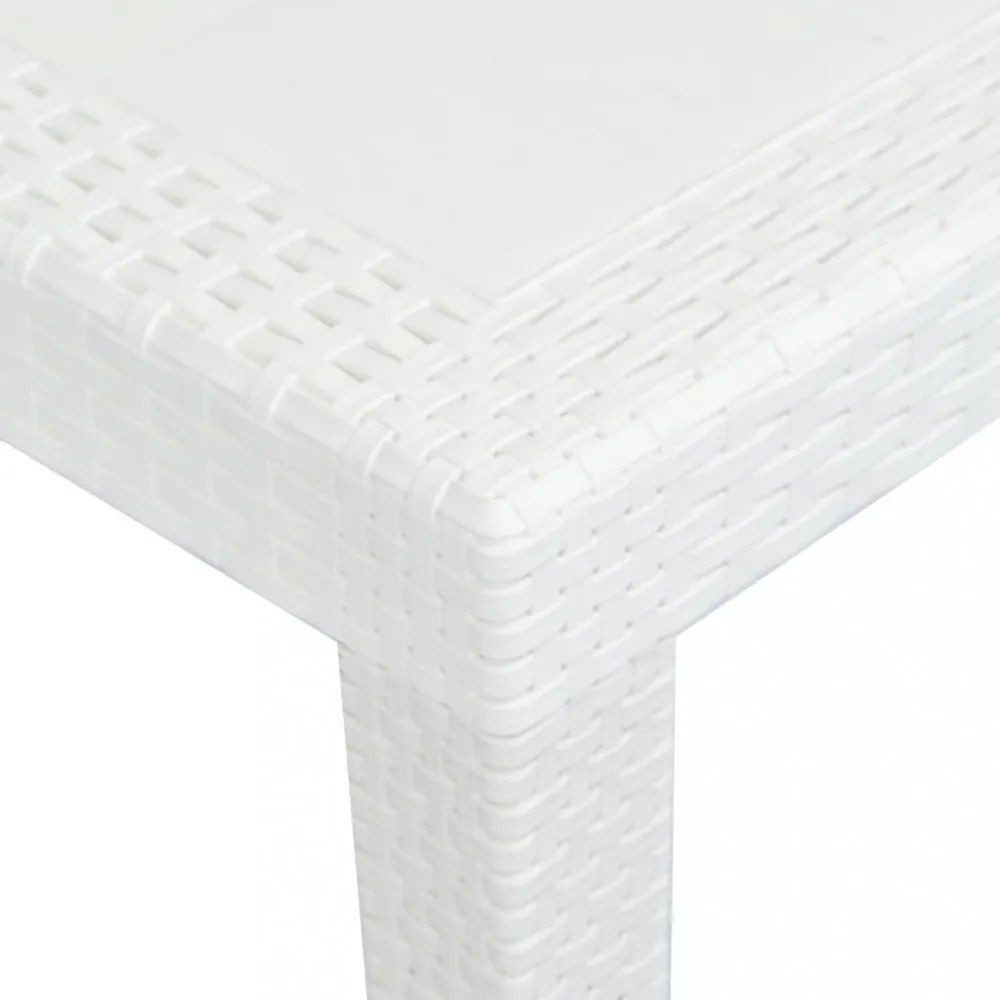 fehér rattan hatású műanyag kerti asztal 150 x 90 x 72 cm
