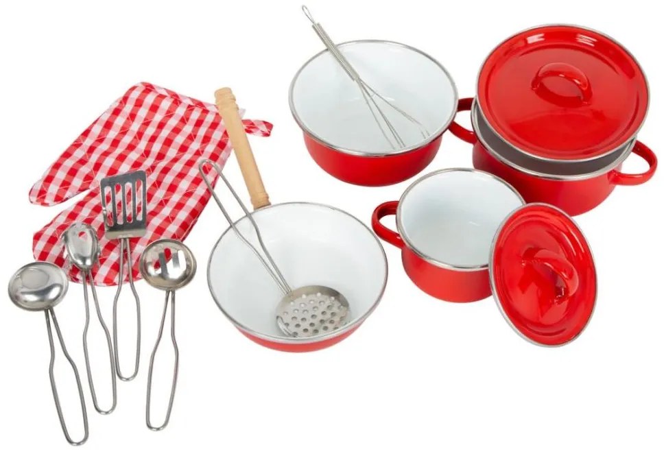 Small Foot - Children's fém kitchenware piros