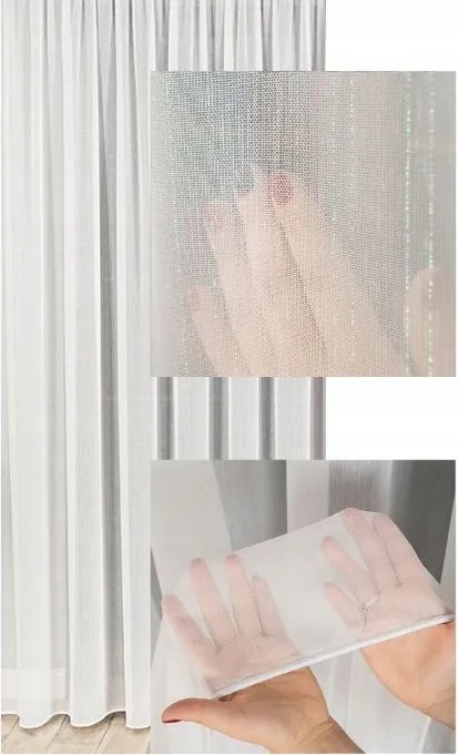 Függöny Elegáns Fehér Neonszálas Függöny Bevarrt Szalaggal Sz 260x210