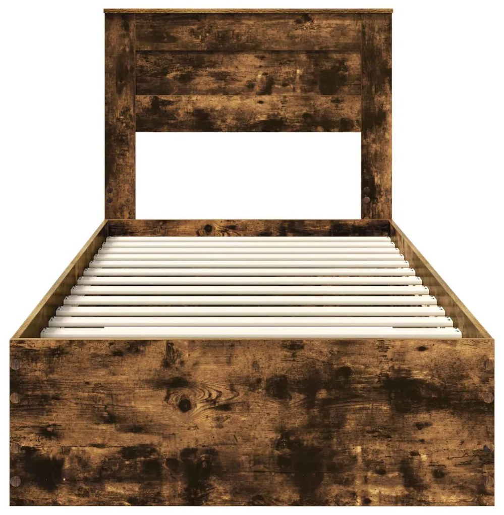 vidaXL Ágykeret fiókkal Füstölt tölgy és ezüst 75 x 190 cm Faanyag