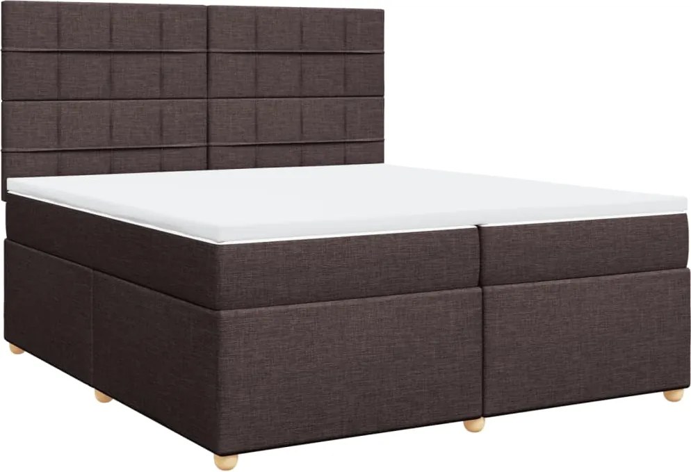 vidaXL sötétbarna szövet rugós ágy matraccal 200 x 200 cm