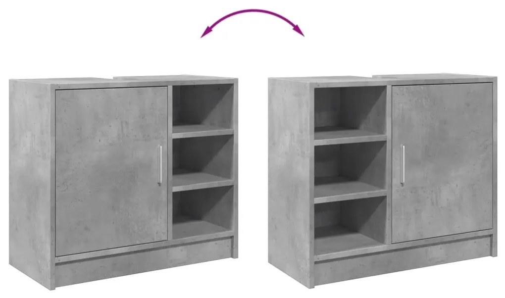 betonszürke szerelt fa mosdószekrény 63 x 29 x 55 cm