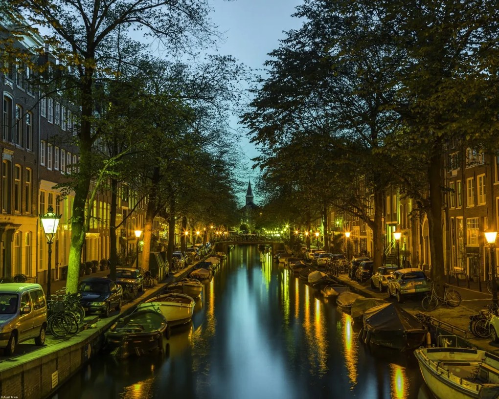 Poszter 50x40cm Csatorna Amszterdam városon át 2, Assaf Frank