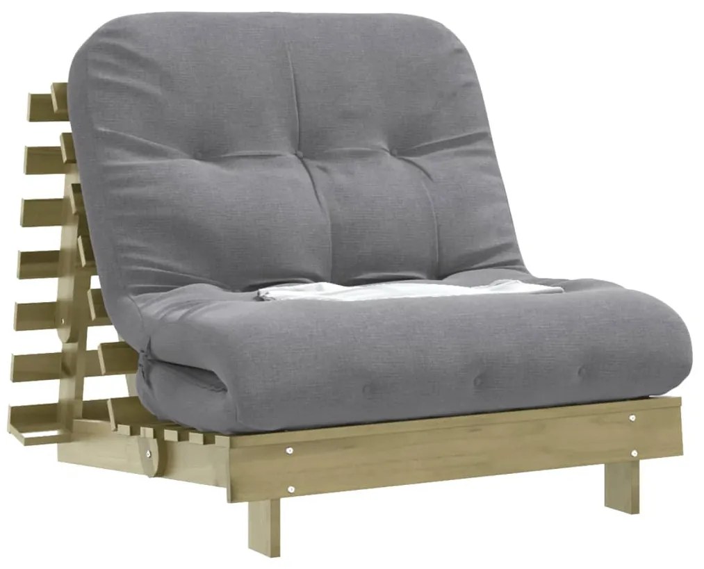 tömör impregnált fenyőfa futon kanapéágy matraccal 80x206x11 cm