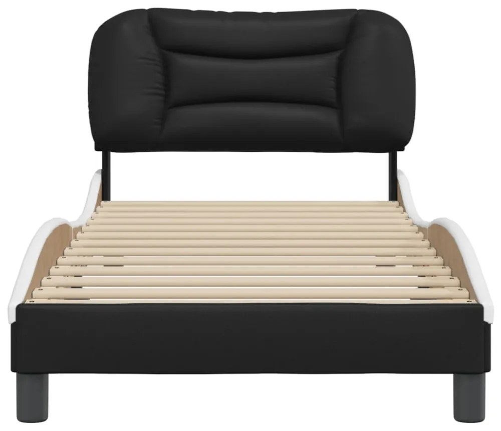 fekete és fehér műbőr ágykeret matrac nélkül Hvar 80 x 200 cm