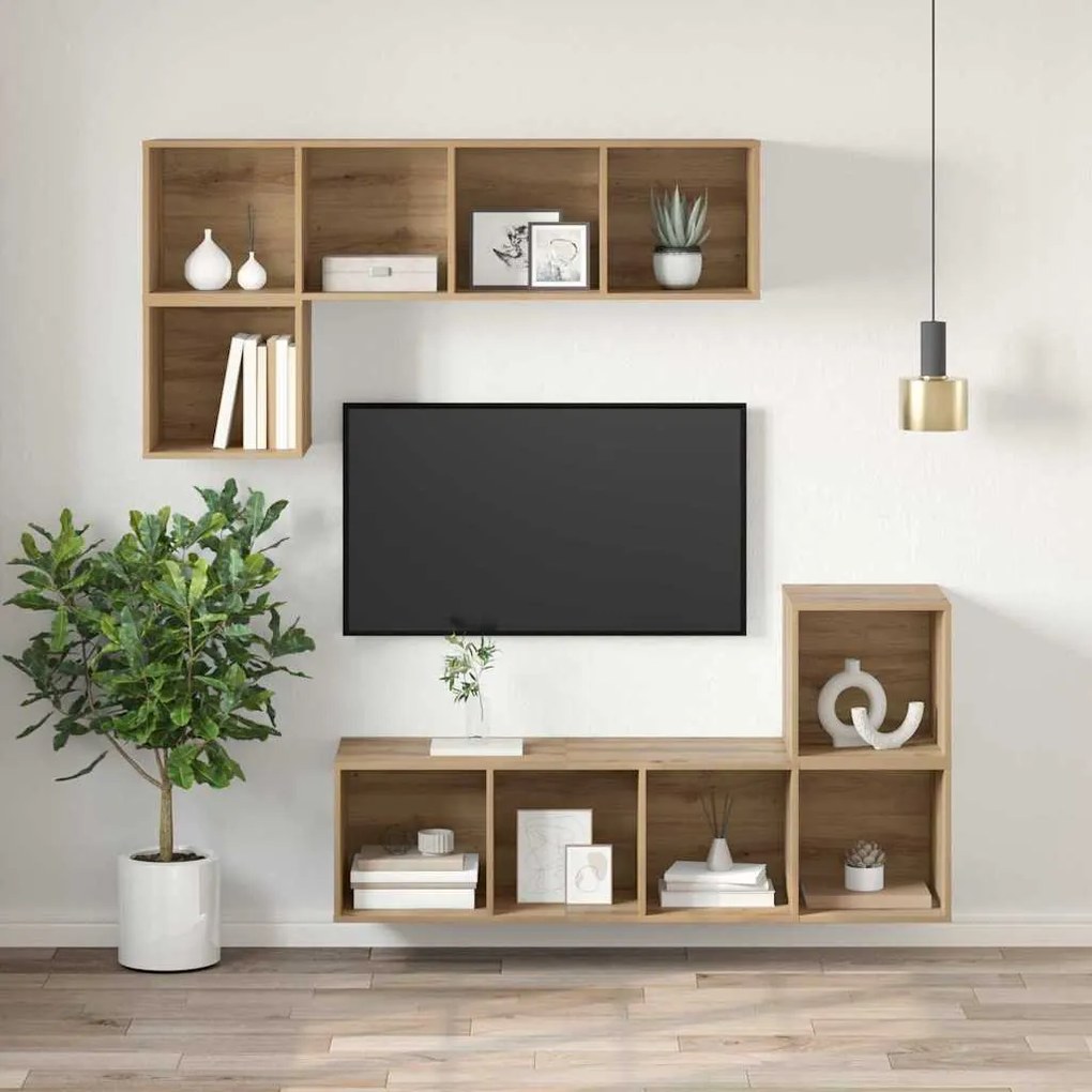 Fali TV szekrény kézműves tölgy 37 x 37 x 107 cm Faanyag