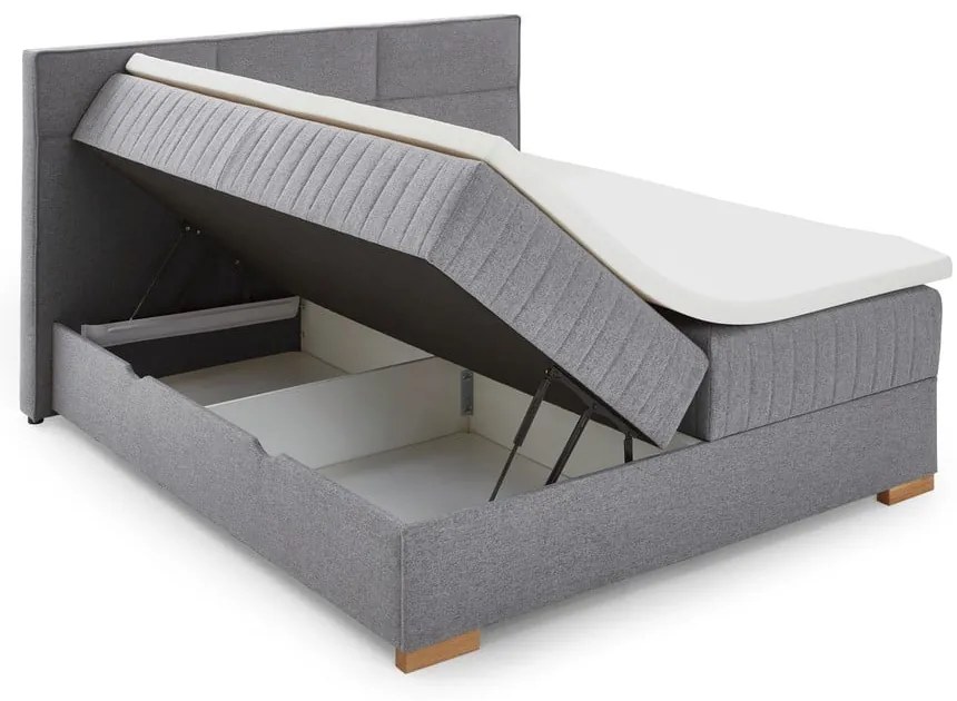 Szürke ágyneműtartós boxspring ágy 160x200 cm Tambo – Meise Möbel