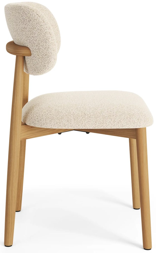 MAZZONI EXPORT ALMO Krémszínű (Monza 90 szövet)/lakkozott tölgyfa váz - RETRO BOUCLÉ FA SZÉK NAPPALIBA ÉTKEZŐBE KONYHÁBA