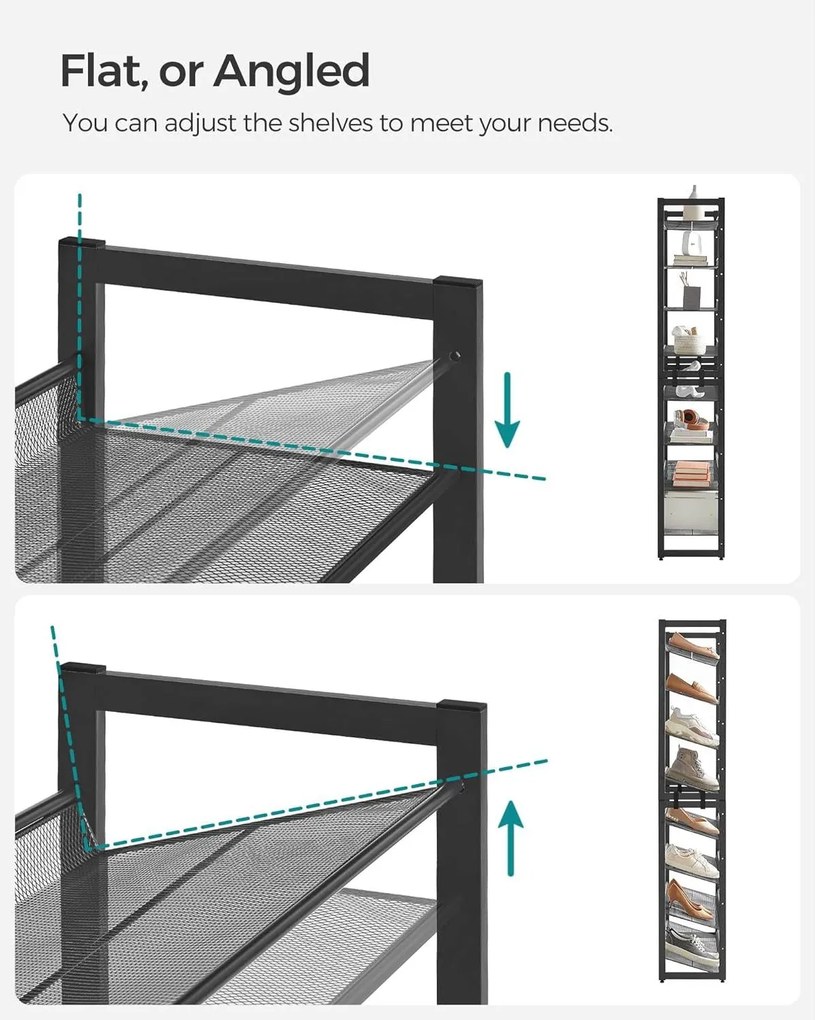 8-szintes fém cipőtartó, 2 egymásra rakható 4-szintes cipő rendszerező készlet