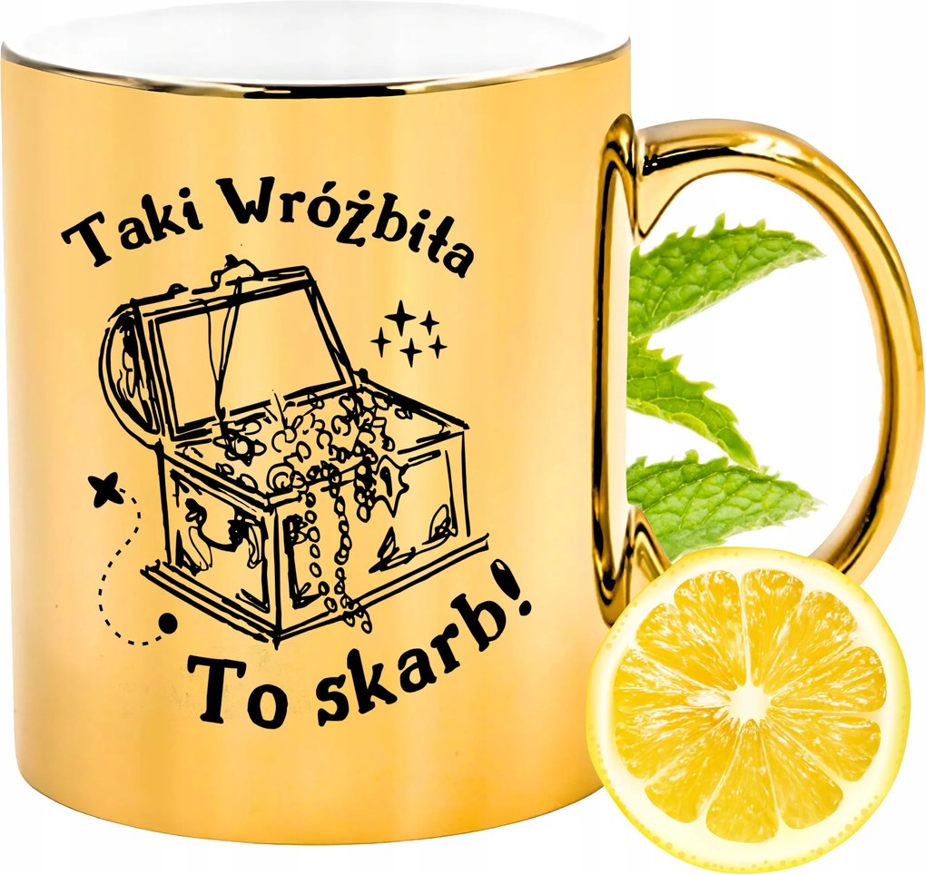 Arany csillogó bögre jósnőnek ajándék fényképes nyomtatással