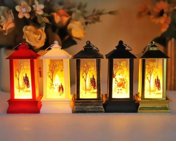 Mini négyzet alakú lámpa 4*9cm karácsonyi mintával,5db