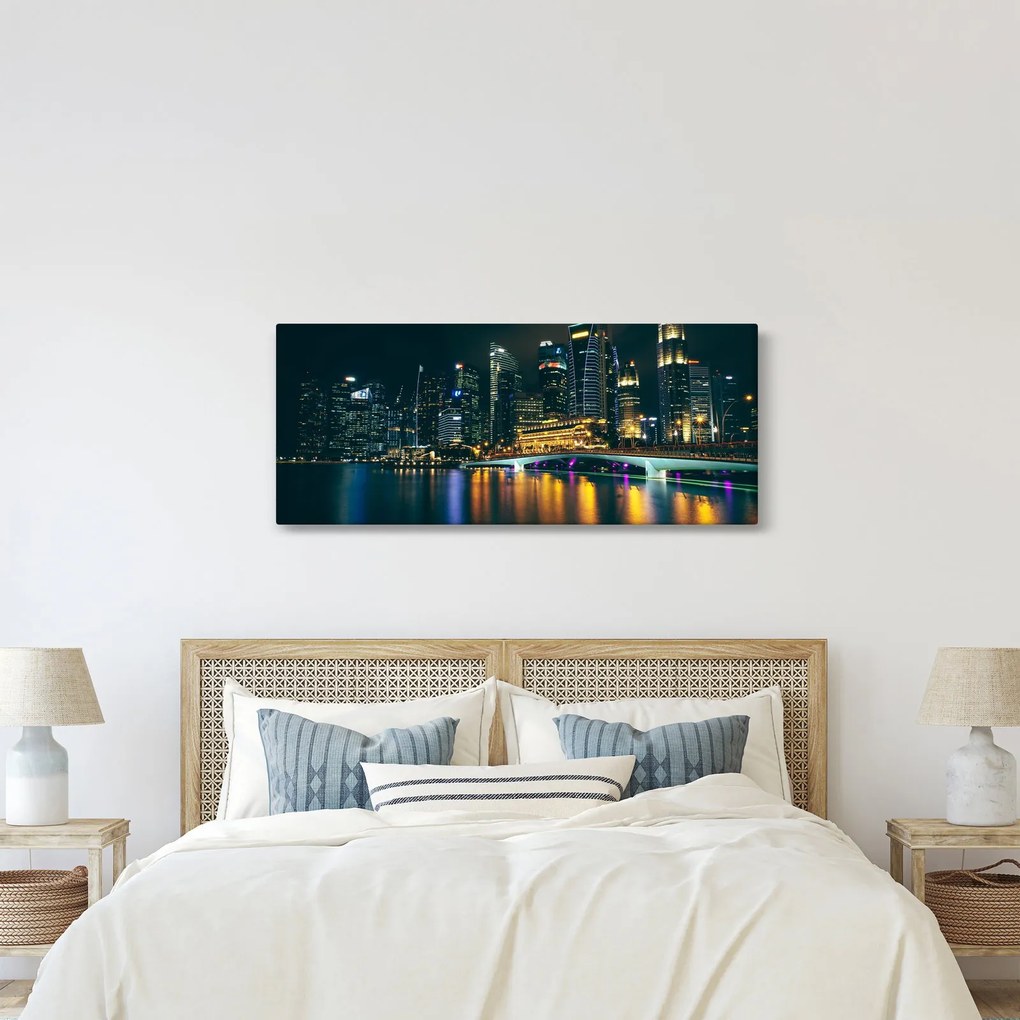 Egy kép az éjszakai Szingapúrról (120x50 cm)