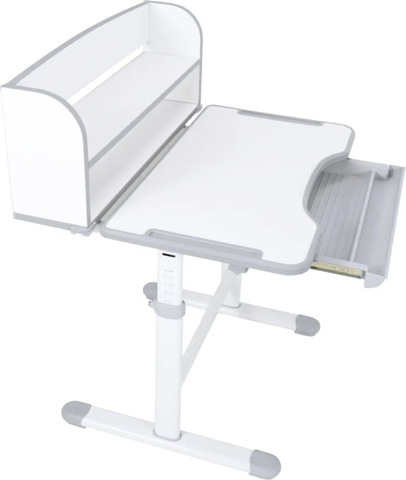 Növekvő íróasztal és szék, szürke/fehér, set ZION