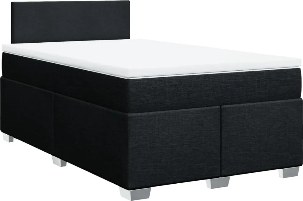 vidaXL fekete szövet rugós ágy matraccal 120 x 190 cm