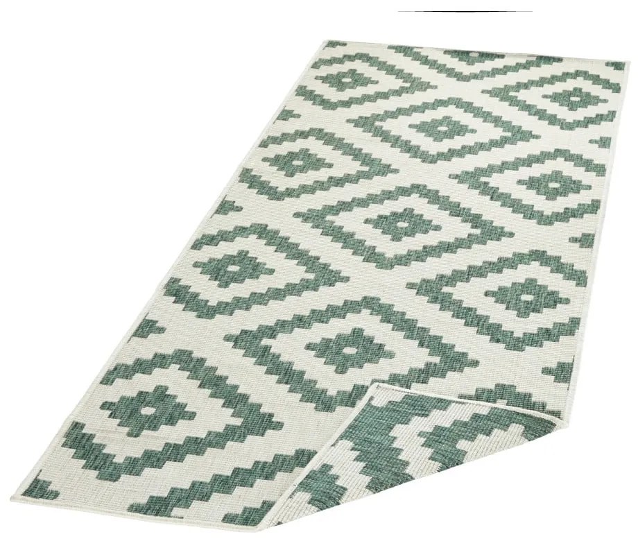 Malta zöld-krémszínű kültéri szőnyeg, 80 x 345 cm - NORTHRUGS