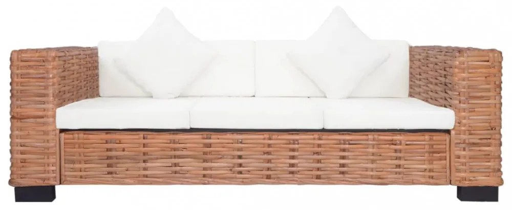 2 részes természetes rattan kanapészett párnákkal