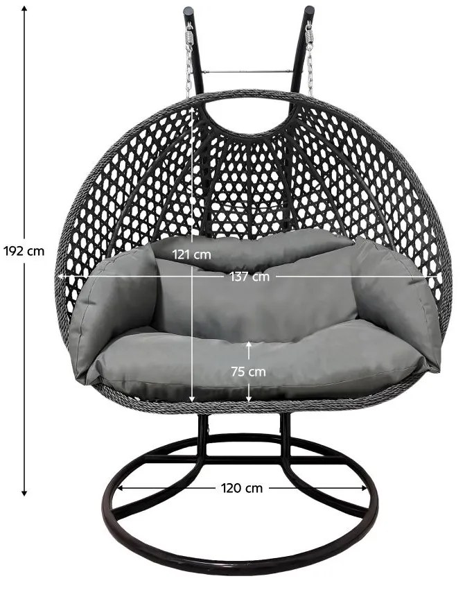 Függesztett kétszemélyes fotel Deriva (fekete + szürke + sötétszürke) . 1116287