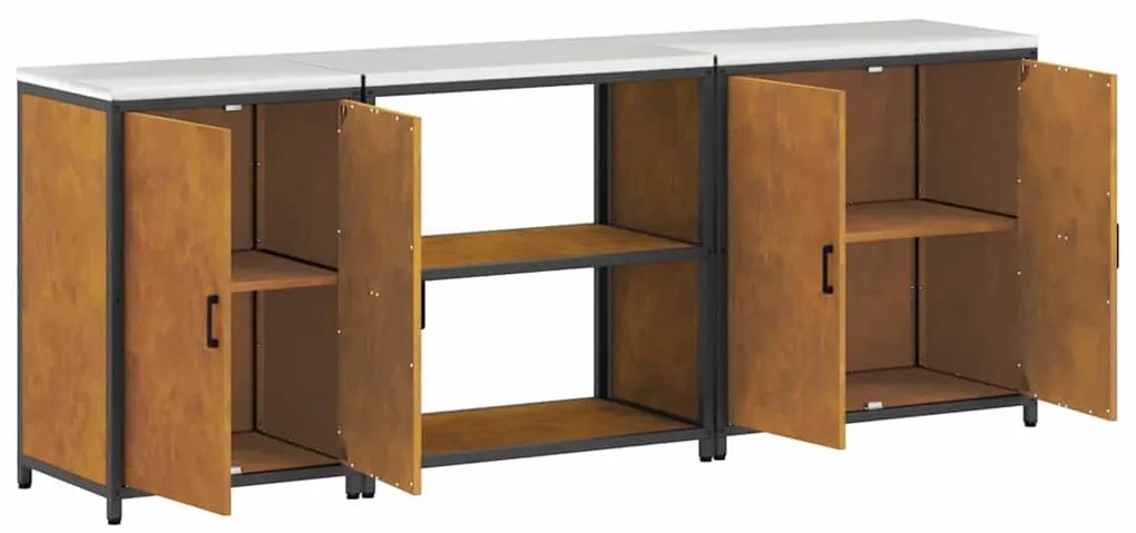 Konyhai Tároló Készlet polcokkal 3 pcs Rozsdás 240 x 50 x 92 cm