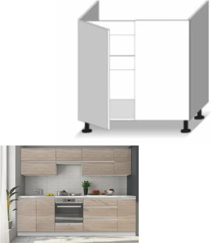 Kétajtós alsó mosogatószekrény, tölgy sonoma, LINE