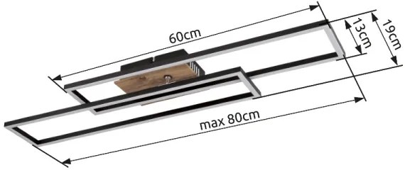 Globo 67208-30 - LED Mennyezeti lámpa DAKARI LED/30W/230V 3000K 60x80 cm fekete