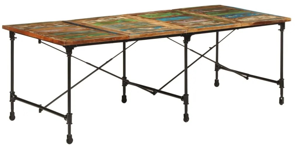 tömör újrahasznosított fa étkezőasztal 220 x 90 x 77 cm
