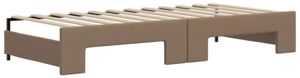 cappuccino színű kihúzható műbőr heverő 90 x 200 cm