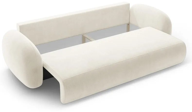 Krémszínű bársony kinyitható-tárolóhelyes kanapé 262 cm Tonale – Cosmopolitan Design