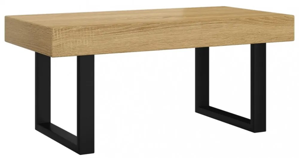 világosbarna és fekete MDF és vas dohányzóasztal 90x45x40 cm