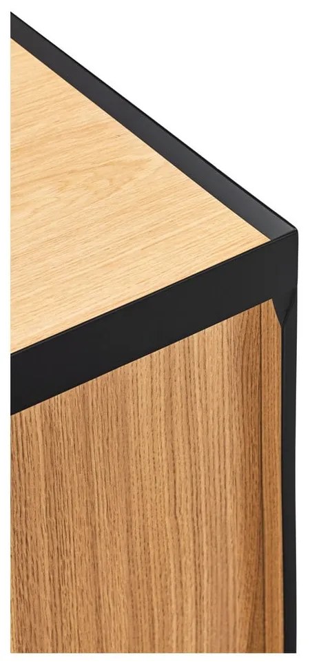 Fekete magas komód tölgyfa dekorral 95x120 cm Arista – Teulat