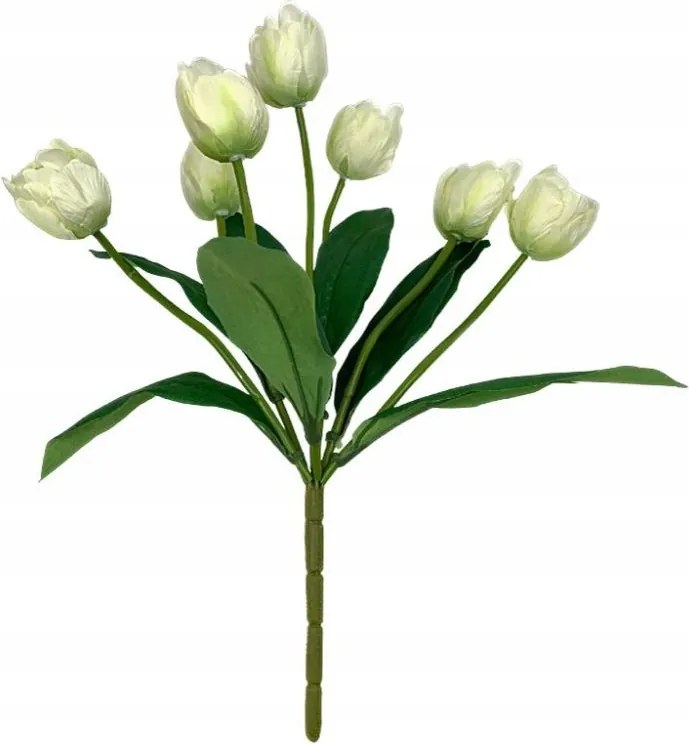 Tulipán csokor mű tulipán 41 cm krémszínű