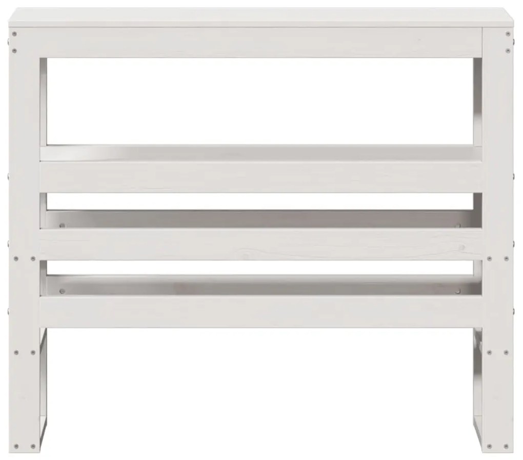 fehér tömör fenyőfa fejtámla polcokkal 90 cm