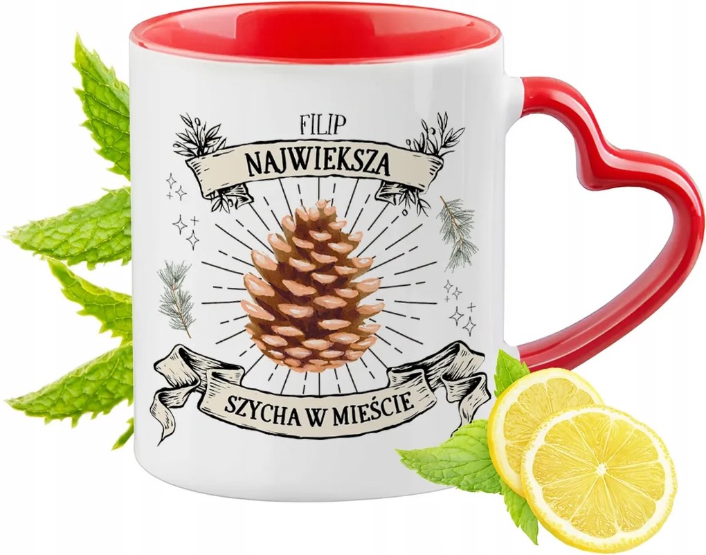 Fülöpnek Piros bögre szív alakú füllel Ajándék