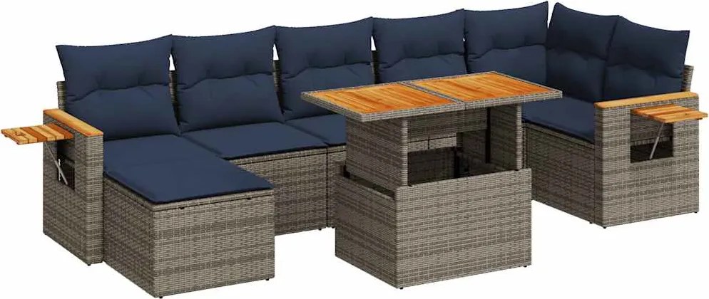 vidaXL 8 részes barna polyrattan akácfa kerti ülőgarnitúra párnákkal