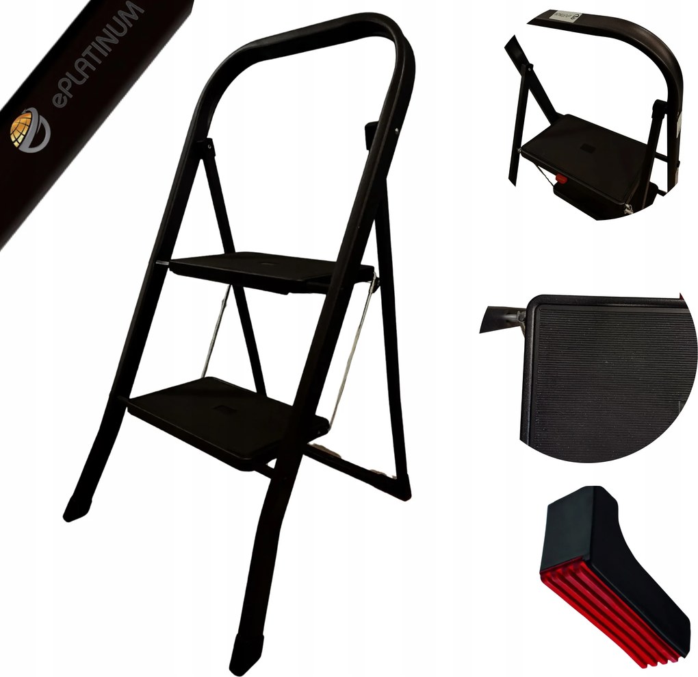 Háztartási Létra 2FOKOZATÚ Összecsukható Acél Létra 150kg Robusztus Tüv Tanúsítvány