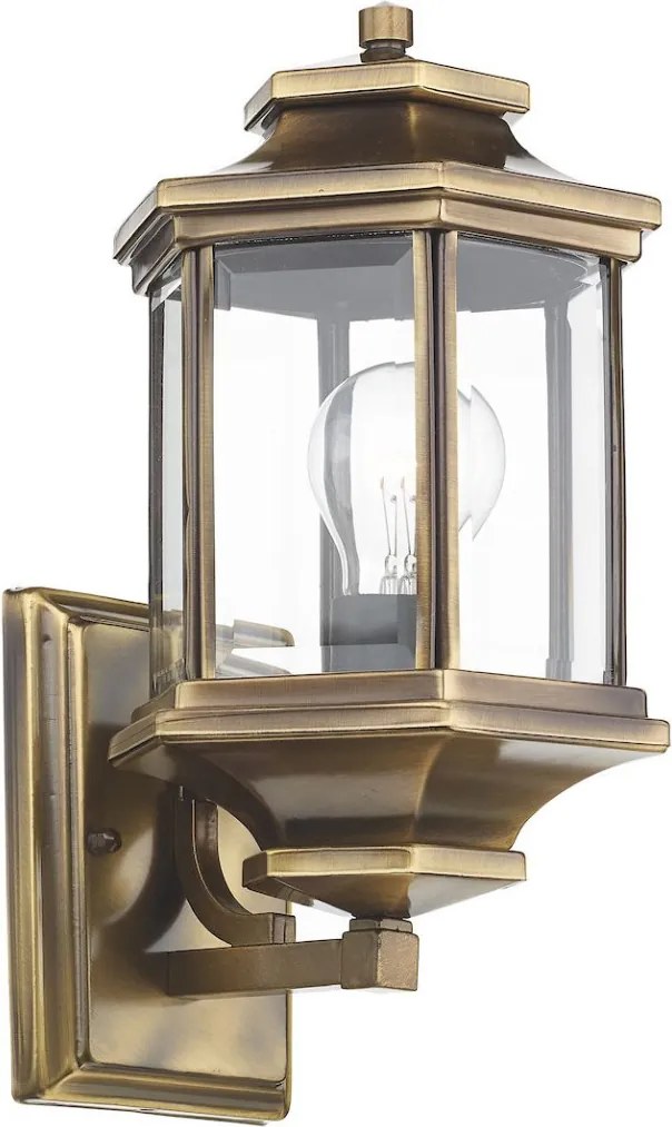 DAR LIGHTING LAD1675 LADBROKE Klasszikus Kültéri Fali Lámpa Antik Sárgaréz, Átlátszó E27 IP44